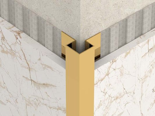 Bright Gold 2.5m Stainless Steel Quadrant Tile Trim Outside Angle