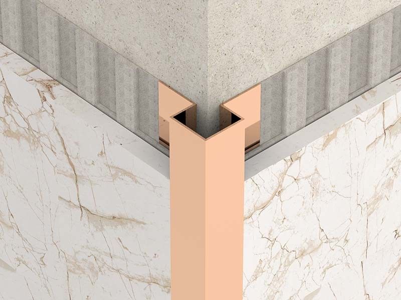 Bright Gold 2.5m Stainless Steel Quadrant Tile Trim Outside Angle