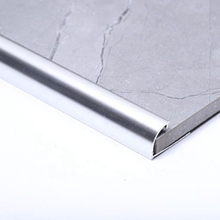 Bathroom Ceramic U Channel Round Aluminium Tile Trim 1.8m
