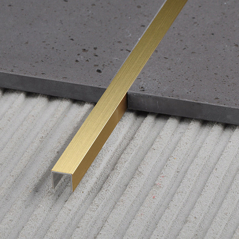 Wall Floor Decoration 8mm Brass Tile Trim Easy Installation U Shape Copper Tile Trim